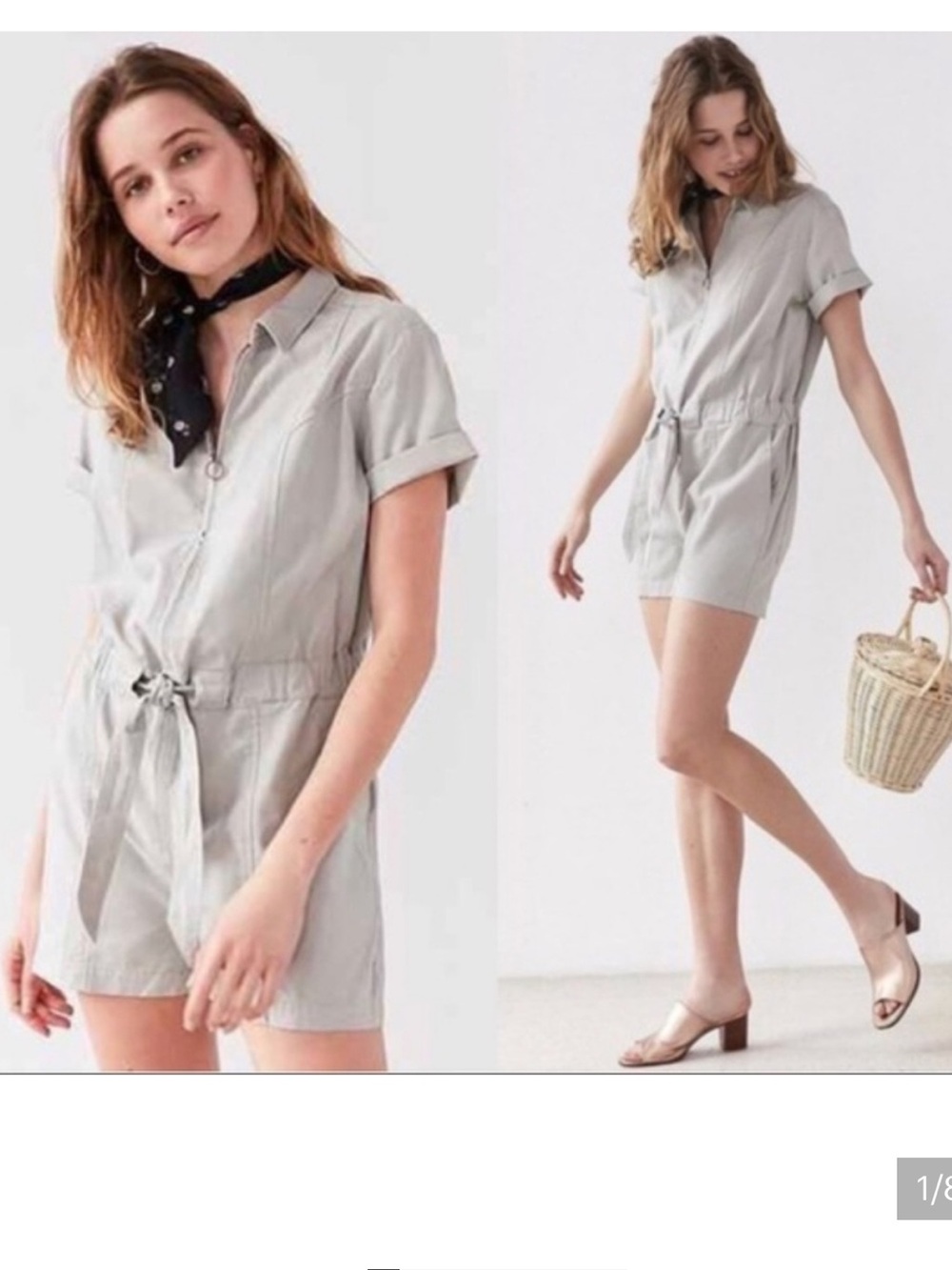 BDG Rosie Zip-Front Coverall Romper Urban Outfitters MEDIUM